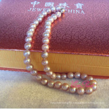 9-10mm Lavender Round Natual Pearl Necklace